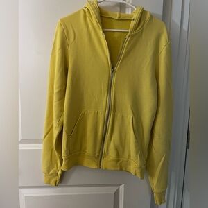 Yellow American Apparel zip up hoodie